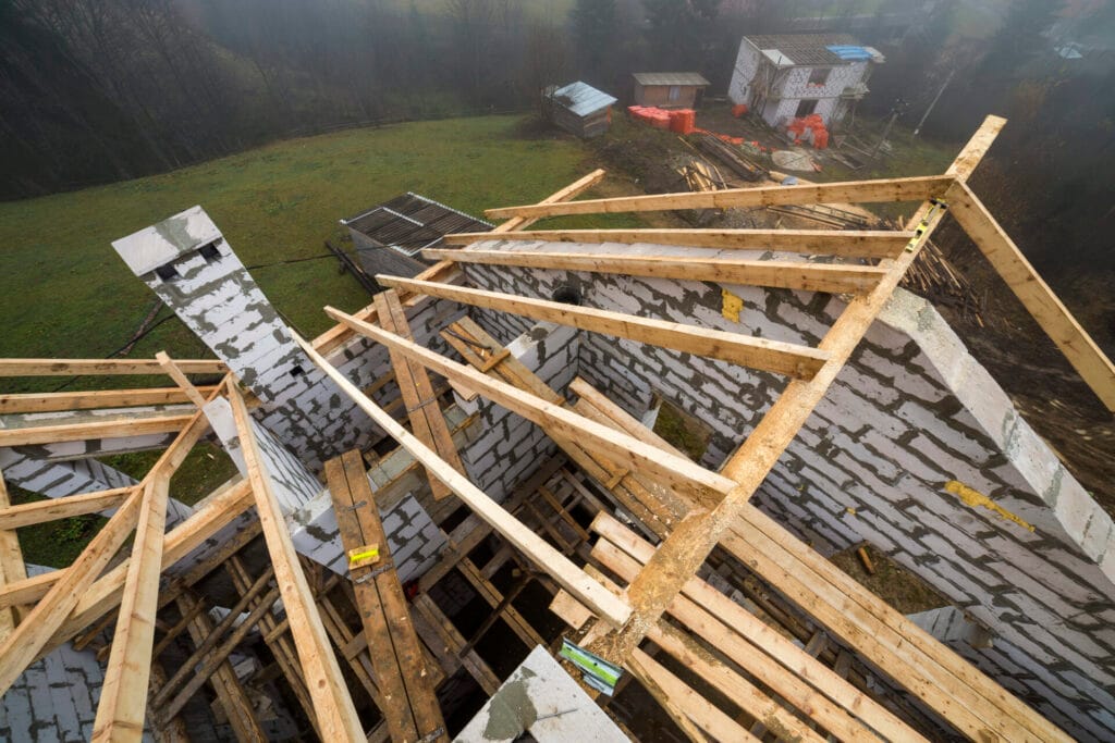 Top view of roof frame